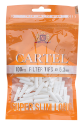 Filter tips CARTEL Super Slim LONG  5.3 mm / 22mm x 100 pcs in bag