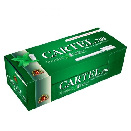 Cigarette Filtered Tubes CARTEL 200 CARBON+MENTHOL