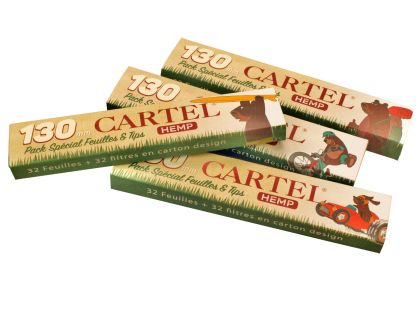 4 pcs SUPER Long HEMP UNBLEACHED Rolling Papers CARTEL 130 mm papers+ art tips