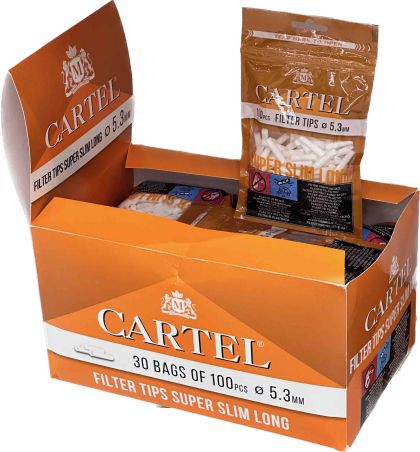 Filtros Cartel Super Slim Long 5.3/22mm x 100 pcs x 30 bolsas por paquete