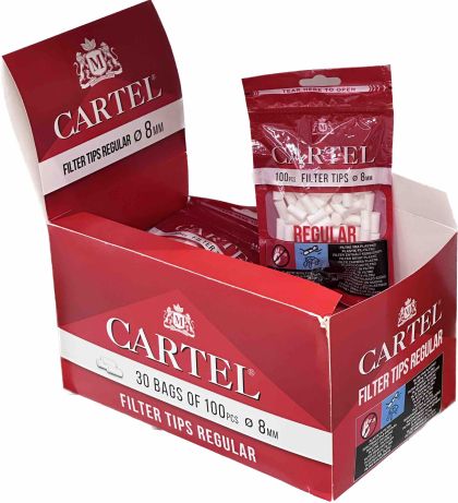 Filter tips CARTEL Regular 8/15 mm x 100 pcs in bag x 30 bags in display