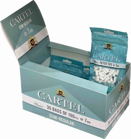 Filter tips CARTEL Semi-Regular 7/ 15 mm x 100 pcs in bag x 30 bags in Display